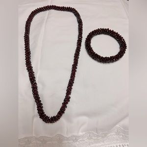 Garnet necklace and matching bracelet